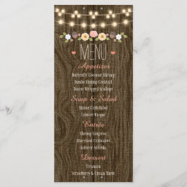 Blush String of Lights Rustic Hochzeit im Herbst M Menükarte