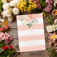 Blush Striped floral Baby Dusche Rose Gold