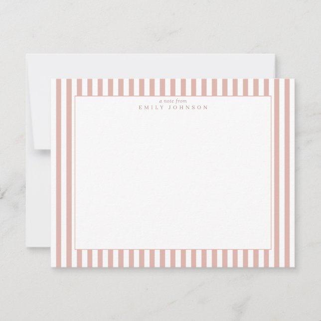 Blush Striped Note Card Einladung (Vorderseite)