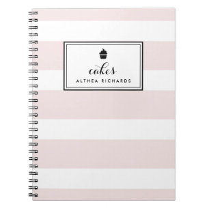 Blush Stripes Anpassbare Backen Rezept Notebook Notizblock