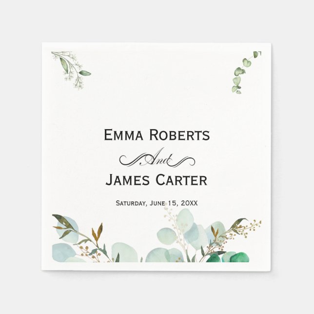 Blush Succulent Greenerity Wedding Napkins Serviette (Vorderseite)