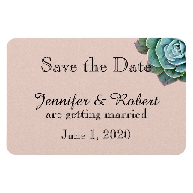 Blush Succulent Wedding Save the Date Magnet (Horizontal)