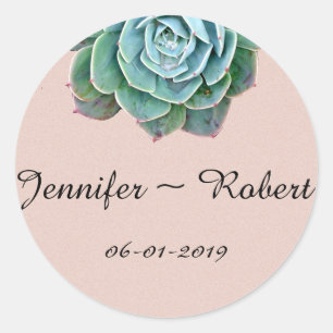 Blush Succulent Wedding Umschlag Aufklebers Runder Aufkleber