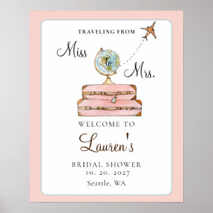 Blush Suitcases Miss zu Mrs. Brautparty willkommen Poster
