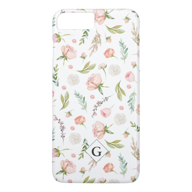 Blush Summer Floral Pattern | Monogramm Case-Mate iPhone Hülle (Rückseite)