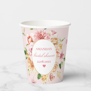 Blush Summer Floral Romantisches Brautparty Paper  Pappbecher