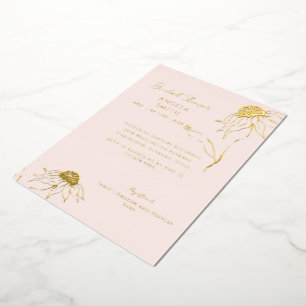 Blush Sunflower Brautparty Gold Folieneinladung