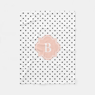 Blush Swiss Dots   Monogram Fleece Blanket