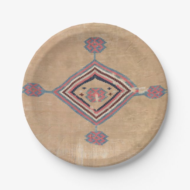 Blush Tan Pink Medallion Baby Blue Cowboy  Pappteller (Vorderseite)