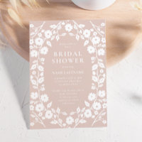 Blush Tan Simple White Folk Floral Brautparty