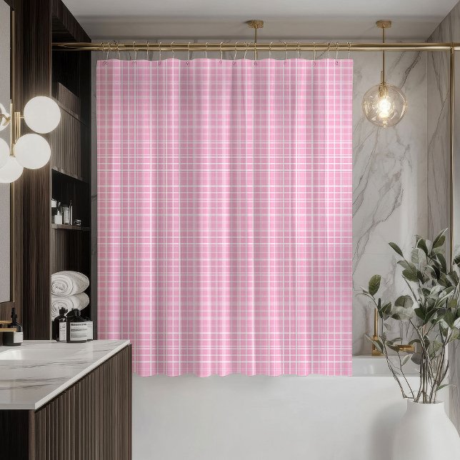 Blush Tartan Shower Curtain Trendy and Clean Duschvorhang (Blush Tartan Shower Curtain Trendy and Clean)