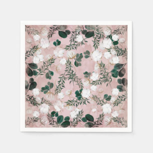 Blush Taupe Baumwolle Blumengrün Rustikale Hochzei Serviette