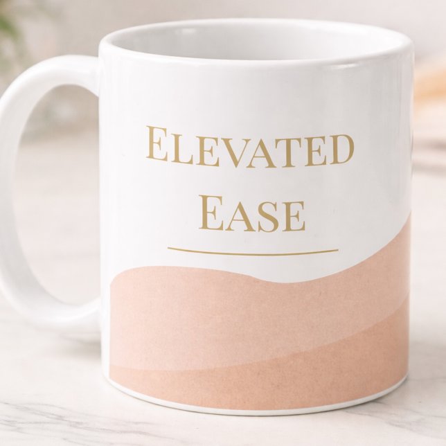 Blush Taupe Gold Classic Mug, 11 oz Kaffeetasse (Clean white, blush warmth, and taupe serif details designed for calm, intentional sipping.)