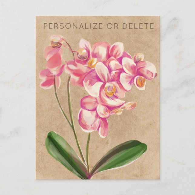 Blush Taupe Orchideo Personalisierte Wasserfarbe Postkarte (Vorderseite)