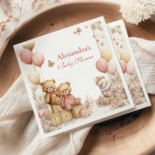 Blush Teddy Bear Baby Dusche Serviette (Von Creator hochgeladen)