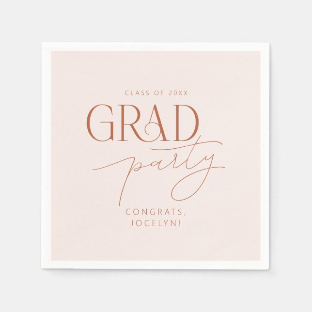 Blush Terracotta Custom Minimalistisch Grad Party Serviette (Vorderseite)