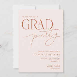 Blush Terracotta Moderne Grad Party Einladung