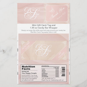 Blush Theme Candy Bar Wrapper & Gift Card/Tag Flyer