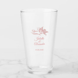 Blush Toile de Jouy Wedding Glass Cup with Cherub  Glas