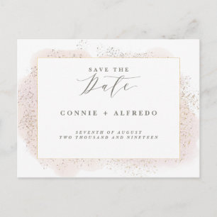 BLUSH TOUCH SAVE THE DATE POSTCARD. ANKÜNDIGUNGSPOSTKARTE