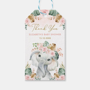 Blush Tropical Blume Elephant Girl Baby Dusche Geschenkanhänger