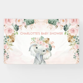 Blush Tropical Elephant Floral Greenerity Baby Gir Banner