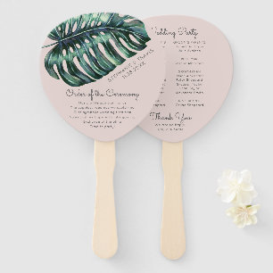 Blush Tropical Leaf Monstera Palm Hochzeitsprogram Fächer