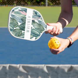 Blush Tropical Leaf Pickleball Schläger
