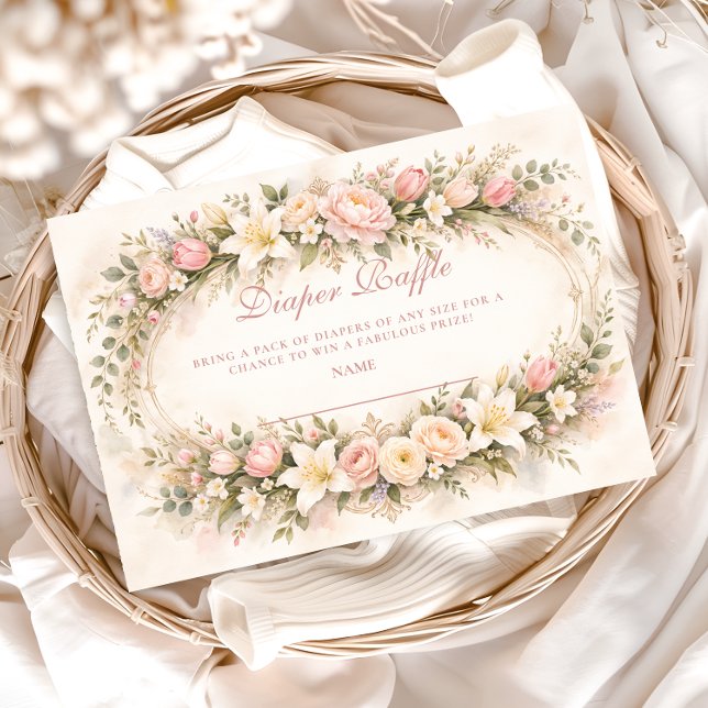Blush Tulip And Lily Garden Diapper Raffle Begleitkarte (Von Creator hochgeladen)