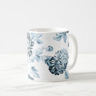 Blush Türkis Blau & Weiß Vintage Floral Toile Nr.2 Kaffeetasse