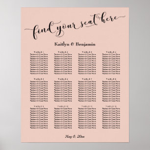 Blush, Typografie für die Hochzeitssitzkarte Poster
