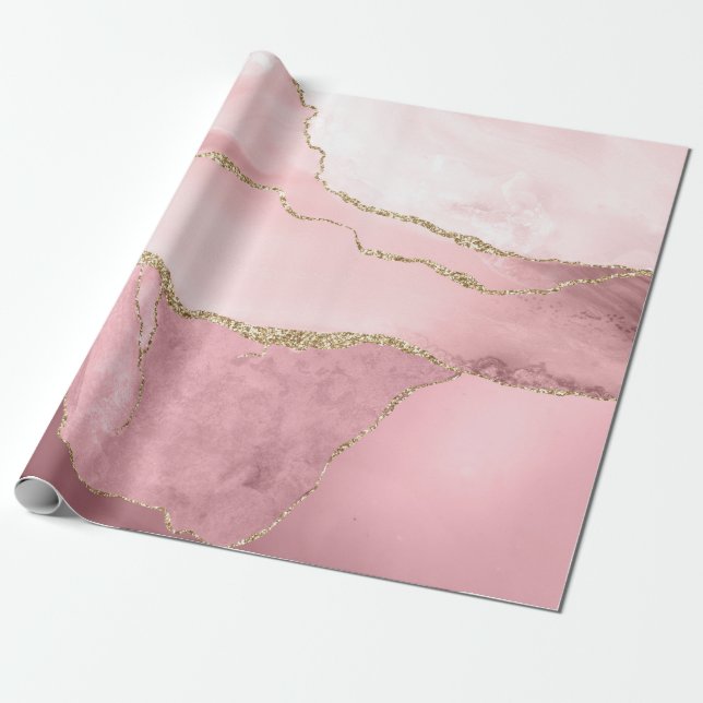 Blush und Gold Agate Geschenkpapier (Ungerollt)