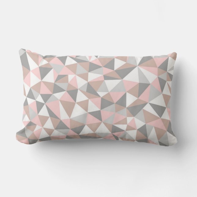 BLUSH UND GRAU GEOMETRISCHER PATTERPILLOW LENDENKISSEN (Vorderseite)