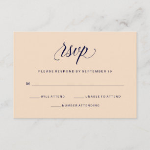 Blush und Navy Typografie   UAWG   RSVP Karte