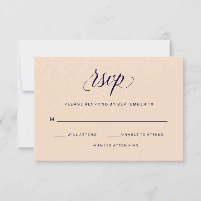Blush und Navy Typografie | UAWG | RSVP Karte (Vorderseite)
