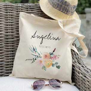 Blush und Pink Blumenüberhänge personalisiert Tragetasche