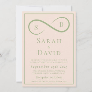 Blush und Sage Infinity Hochzeit Minimalistisch Mo Einladung