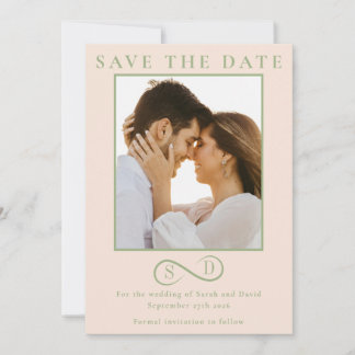 Blush und Sage Infinity Hochzeit Minimalistisch Mo Save The Date