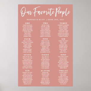 Blush Unsere Lieblings-Leute Hochzeitsdiagramm Poster