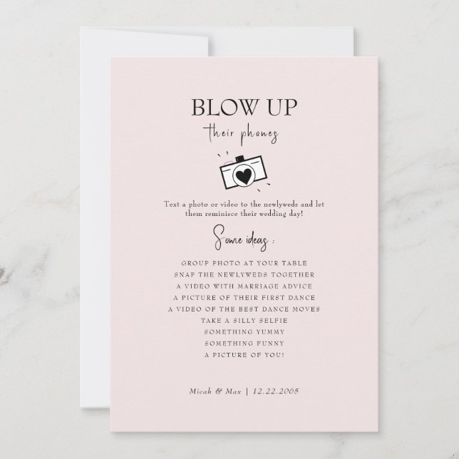 Blush-up ihre Telefone Hochzeitsempfang Einladung (Vorderseite)