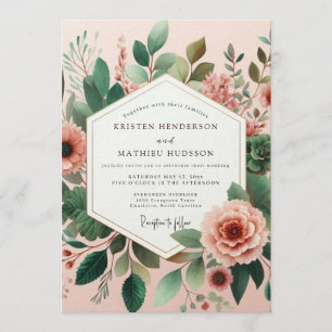 Blush Verdant Bloom Hochzeit Einladung