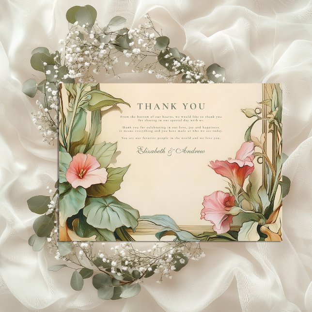 Blush Vine Frame Hochzeit Dankeskarte (Von Creator hochgeladen)
