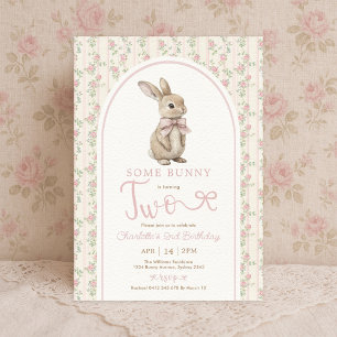 Blush Vintag Bunny Rabbit 2. Geburtstagskarte Einladung