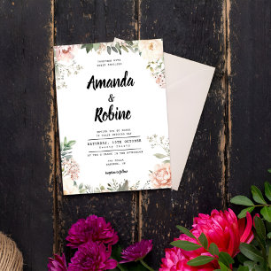Blush Vintag Garden Bloral Wedding Einladung