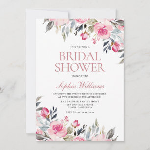 Blush Wasserfarbe Blumengrün Brautparty Einladung