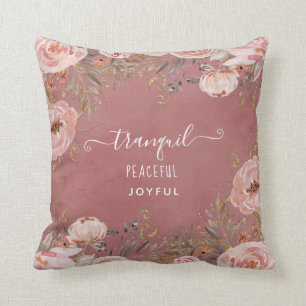 Blush Wasserfarbe Floral Ruhe Friedlich Freude Kissen