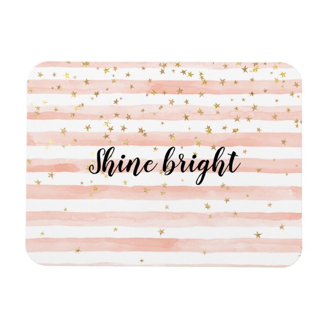 Blush Wasserfarbe Strip Gold Stars Shine Magnet (Horizontal)