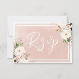 Blush Wasserfarbe Weiße Blume Schöne Hochzeit RSVP Karte