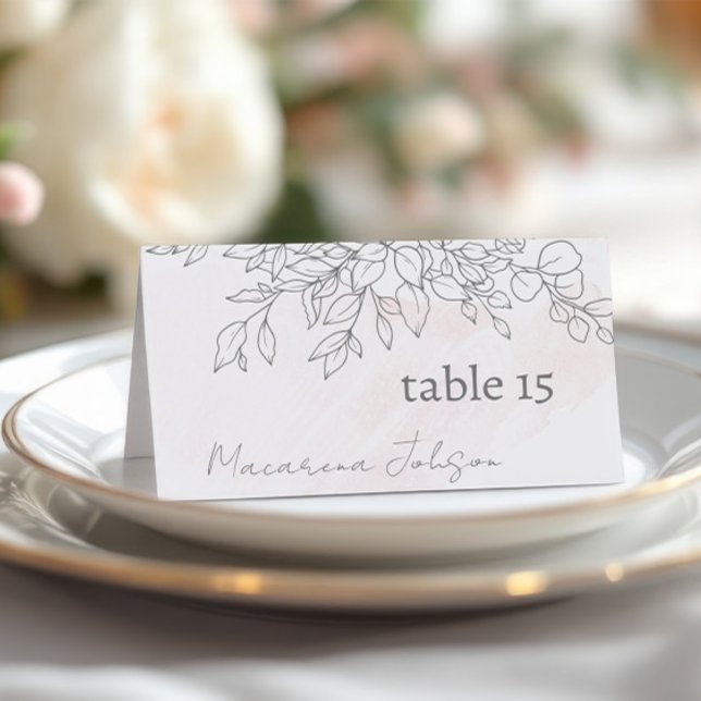 Blush Wasserfarbe Zierstil mit handGezeichnet Bläs Tischnummer (Blush Watercolor Tent Style with Hand-Drawn Floral Table Number)