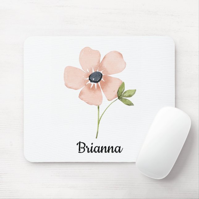 Blush-Wasserfarben-Blume Name Mousepad (Mit Mouse)